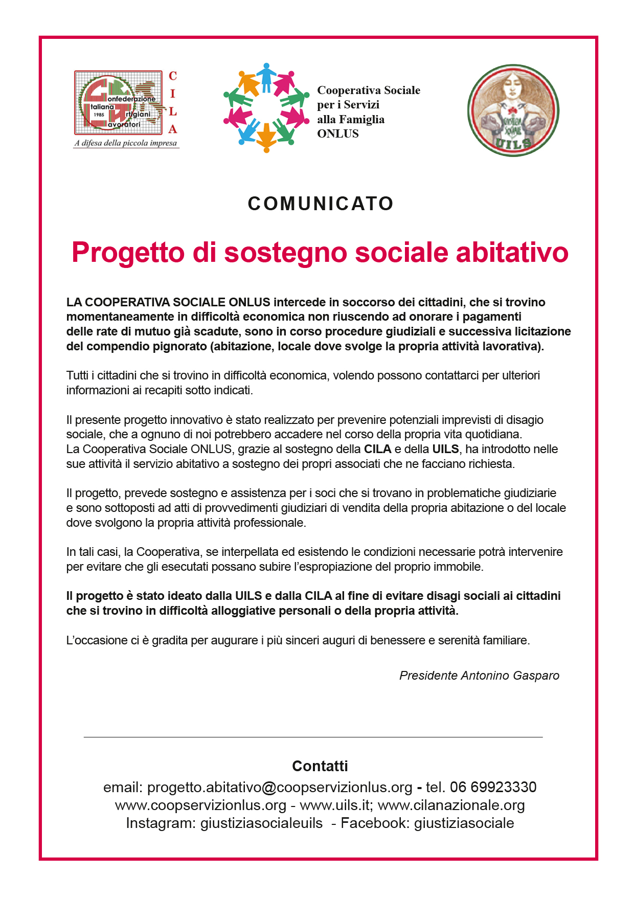 Progetto di sostegno sociale abitativo